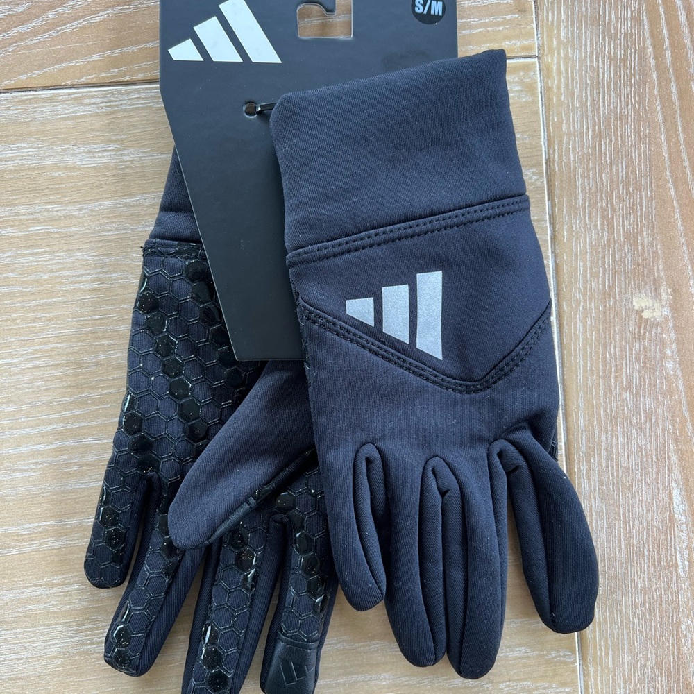 Adidas Barrier Cold.rdy Black and Gray Men's Gloves - Small/Medium